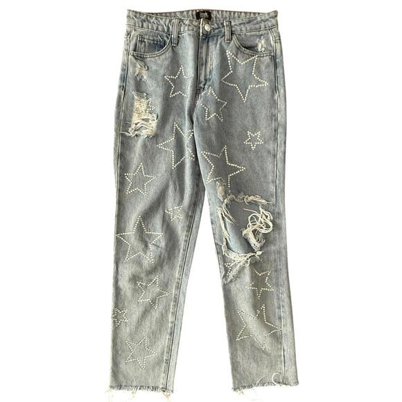 Simple Society Star Studded Distressed Jeans - Size 7/28 - Picture 1 of 6
